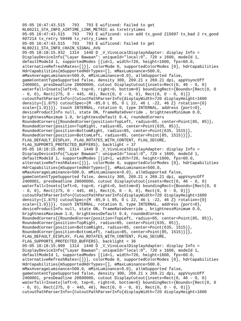 Vivo Device Display and WiFi Metrics | PDF | Computer Science | Software