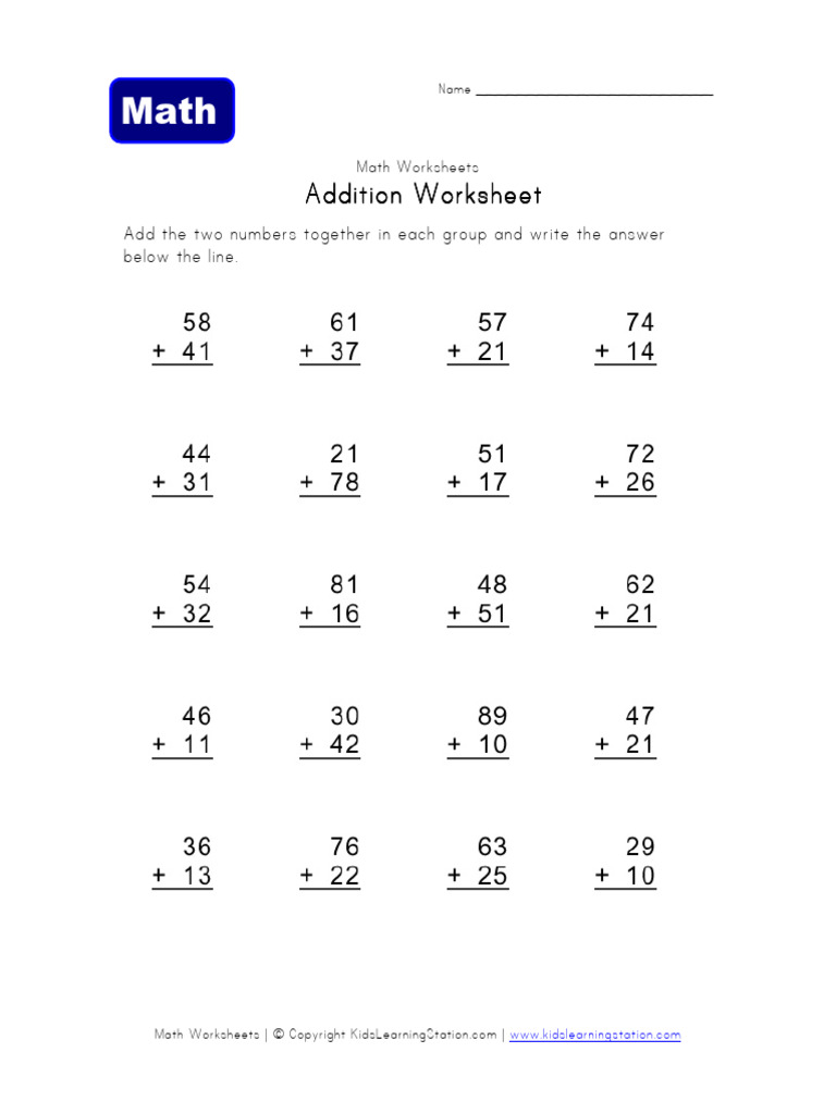 Addition Math Worksheets for Kids | PDF | Career & Growth | Teaching ...