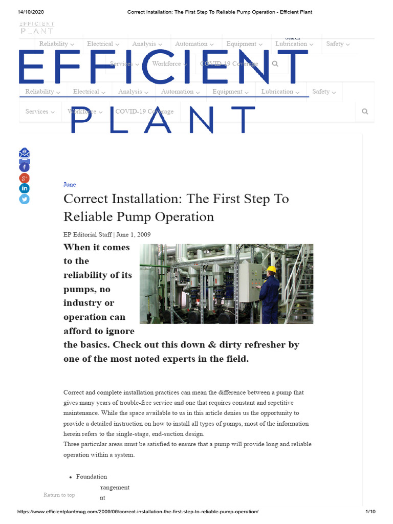 Reliable Pump Installation Guide | PDF | Pump | Reliability Engineering