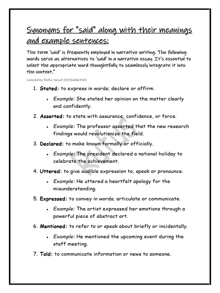 SAID DEFINITION MEANING intelligence overview