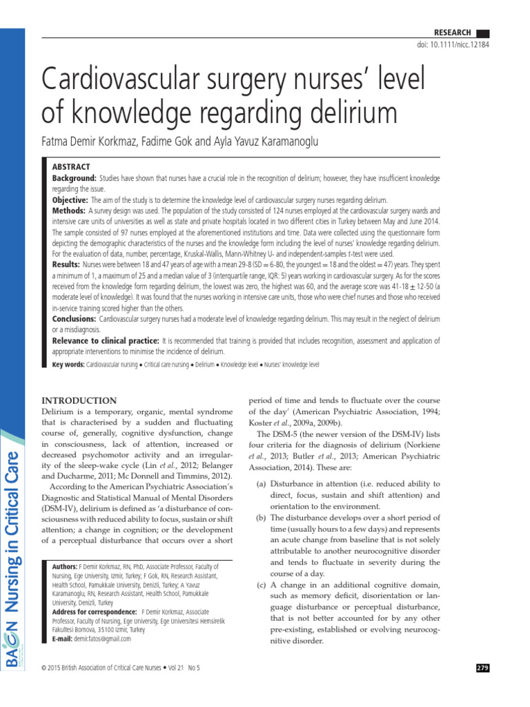 Delirium 1 | Download Free PDF | Intensive Care Unit | Dementia