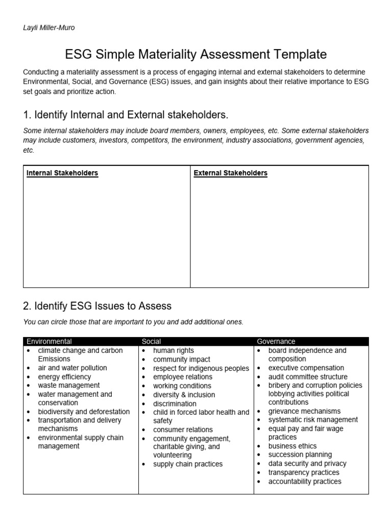 ESG Materiality Assessment Template | PDF | Natural Environment | Economies