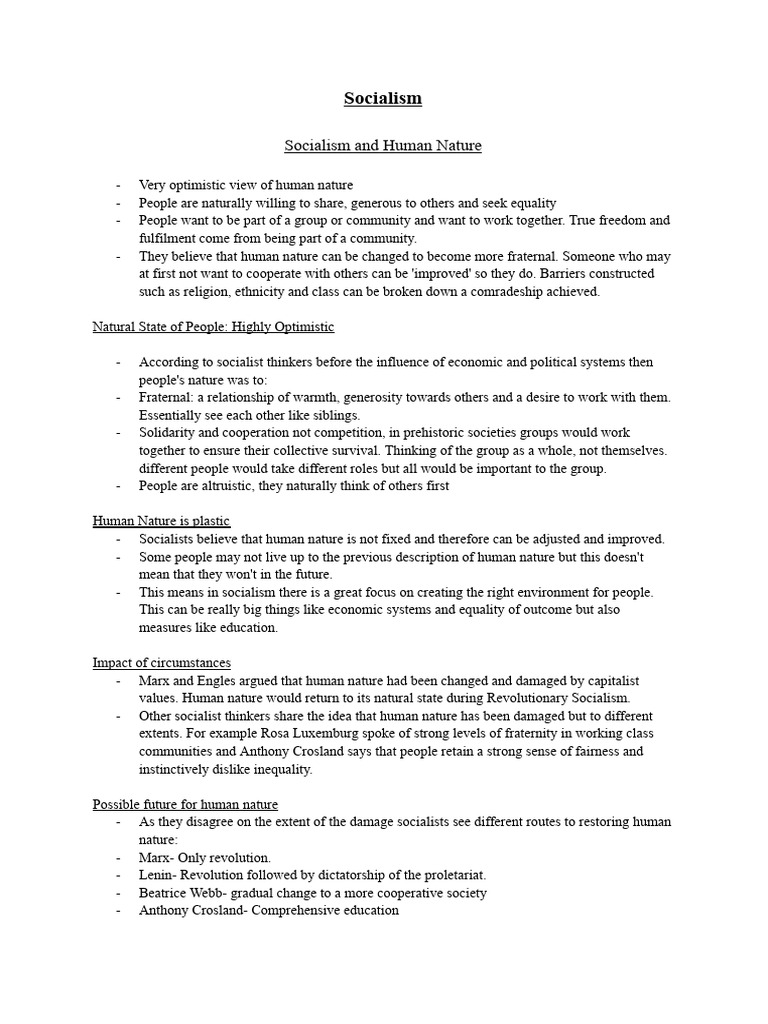 Socialism Revision Pdf Socialism Communism