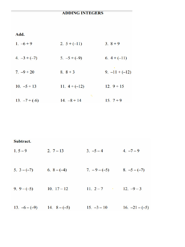 Integer Practice Aug 2023 | PDF