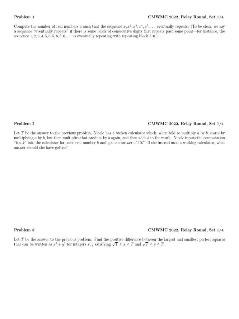 Relay Test PDF Mathematics Elementary Mathematics