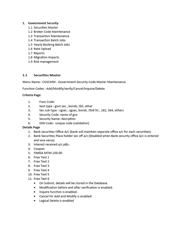 Investment Module Government Security Approach PDF Valuation