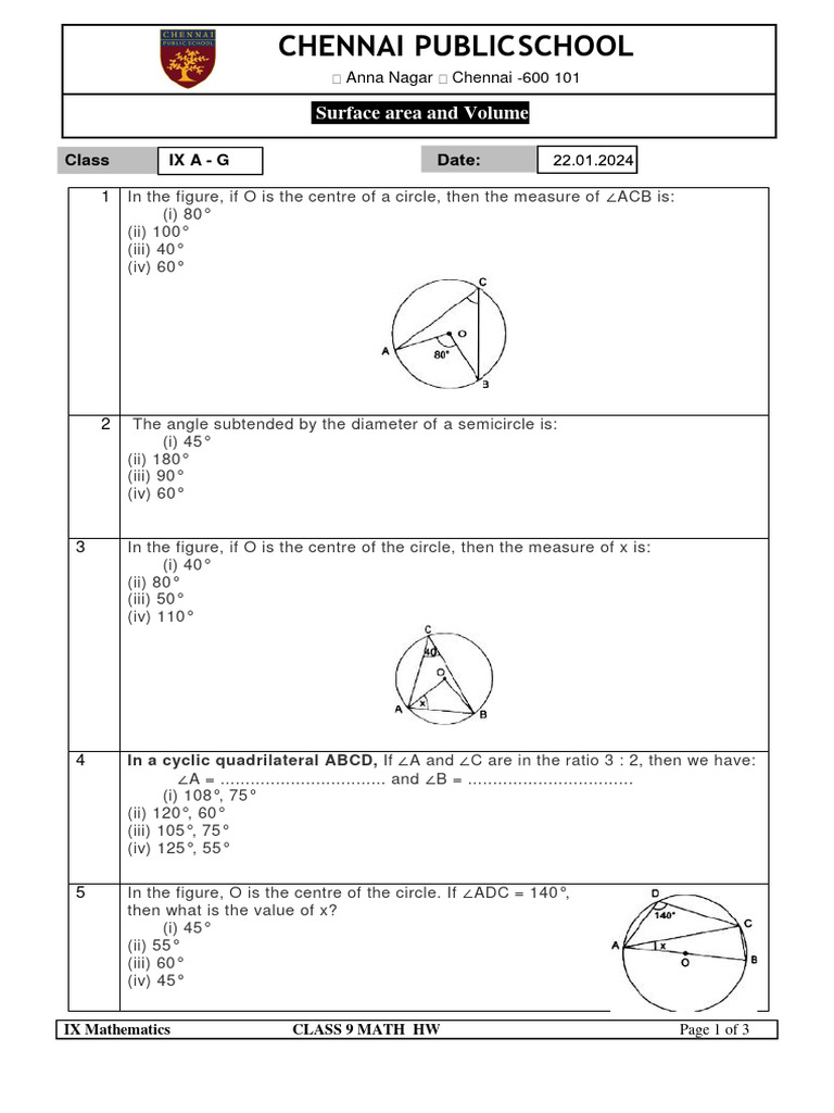 Class 9 Math Homework | PDF