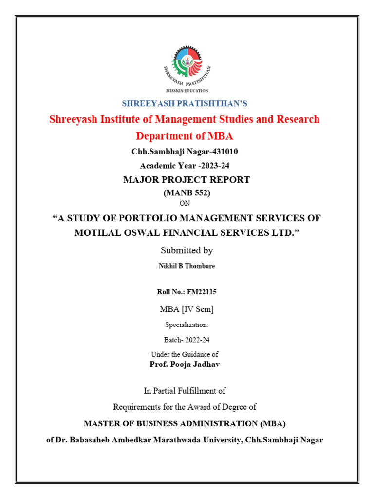 Major Project MBA | Download Free PDF | Investment Management | Investing