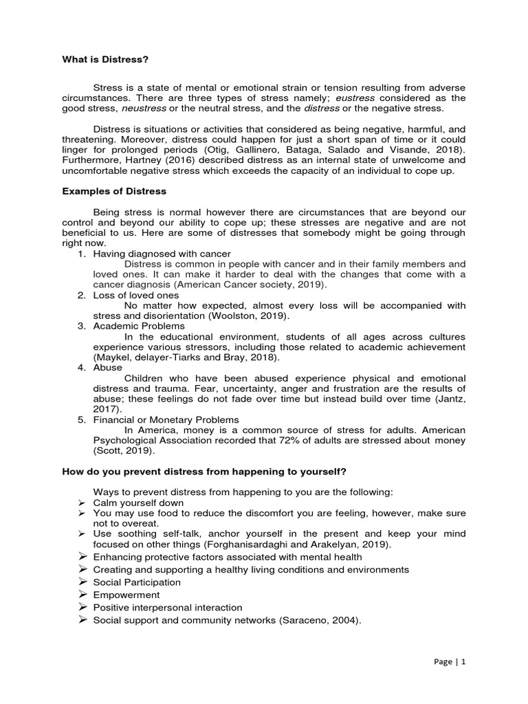 Understanding Distress and Its Prevention | PDF | Stress (Biology ...