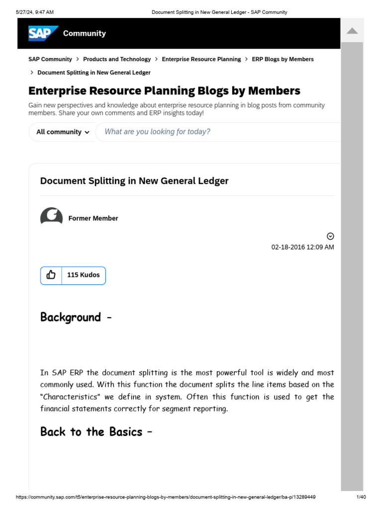 Document splitting in new general ledger sap community download