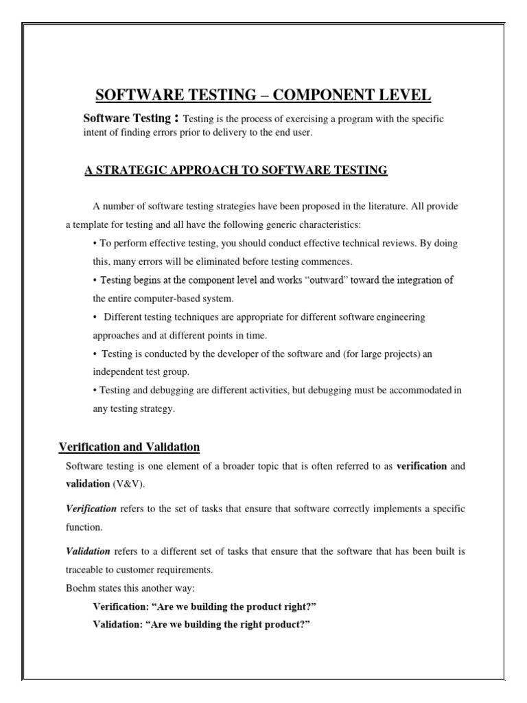 Component-Level Software Testing Strategies | PDF | Software Testing ...