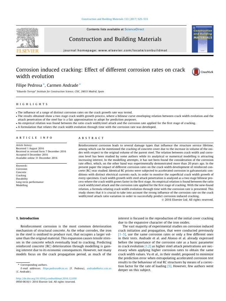 Corrosion Rates Impact on Crack Width | PDF | Fracture | Corrosion