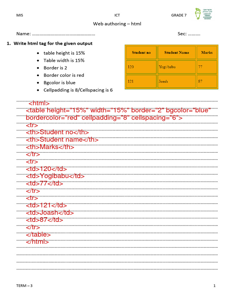 HTML Worksheet 2 | Download Free PDF | Computer File Formats | Software ...