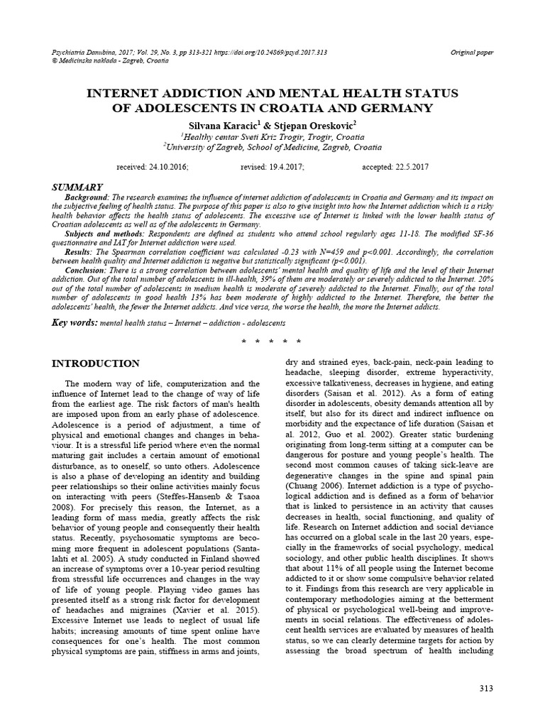 Internet Addiction's Impact on Adolescent Health | PDF | Adolescence