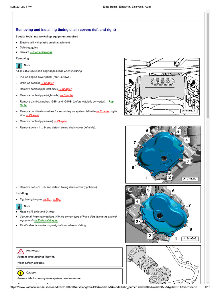 Audi 3.0L Engine Timing Chain Removal Guide | PDF | Screw | Pipe (Fluid ...