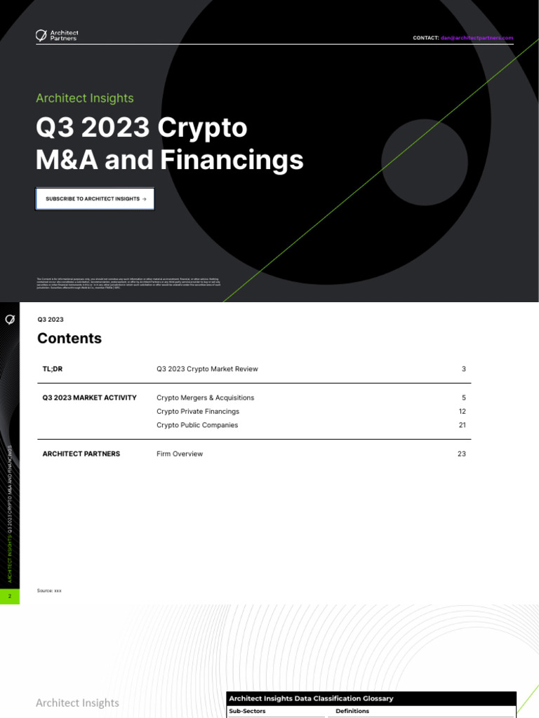 Architect Insights Q3 2023 Crypto MA and Financings Report | PDF ...