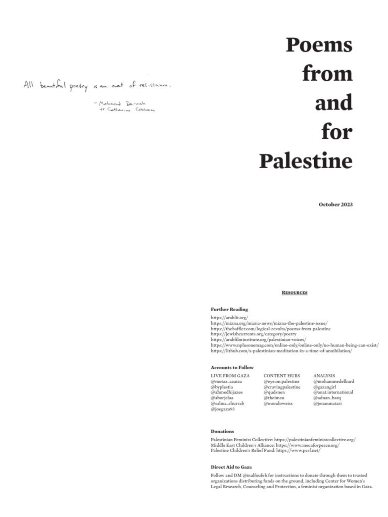 Poems For Palestine For Distribution A4 Booklet | PDF | Palestinians