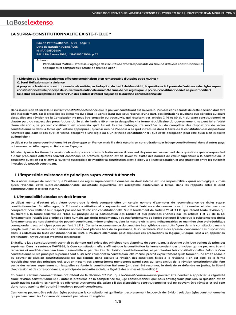 La Supra Constitutionnalite Existe T Elle 17-10-2021!16!19 11 | PDF ...