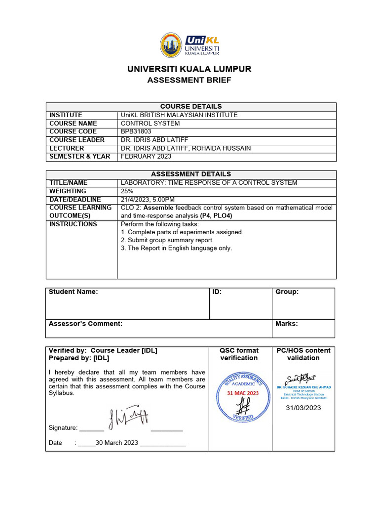 Assessment Brief Lab | Download Free PDF | Experiment | Rubric (Academic)