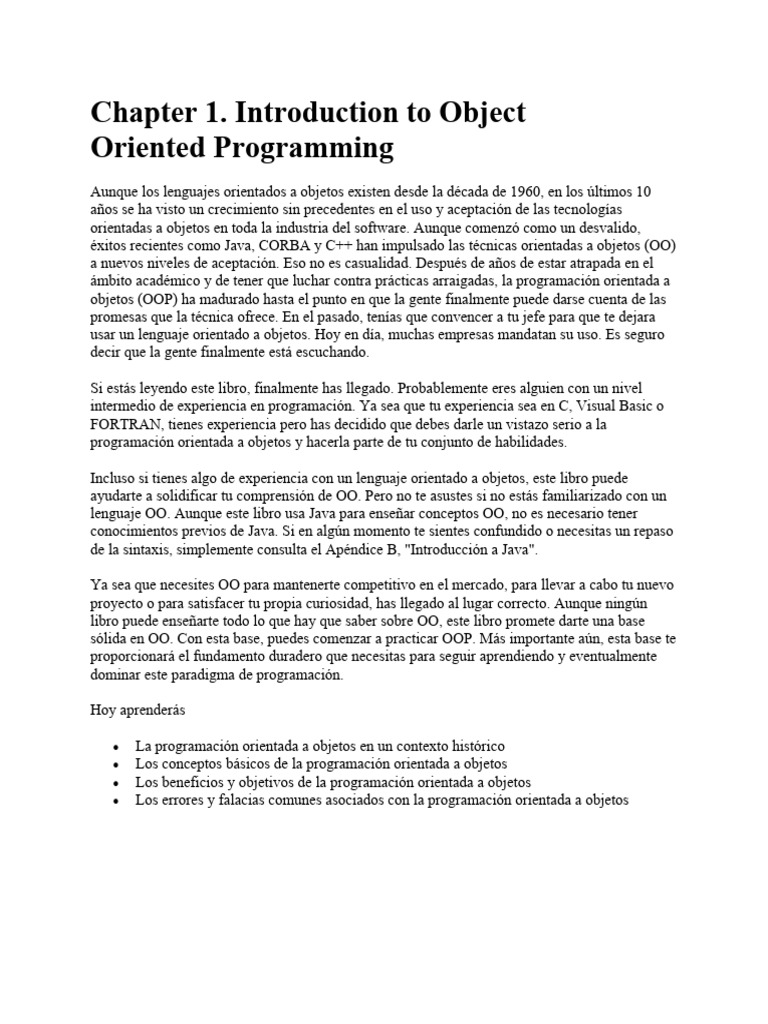 Introducción a la Programación Orientada a Objetos | PDF | Objeto ...