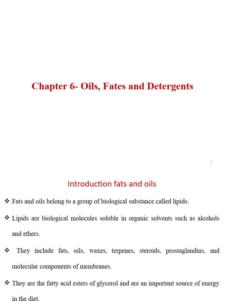 Oils, Fats and Detergents PDF Soap Triglyceride