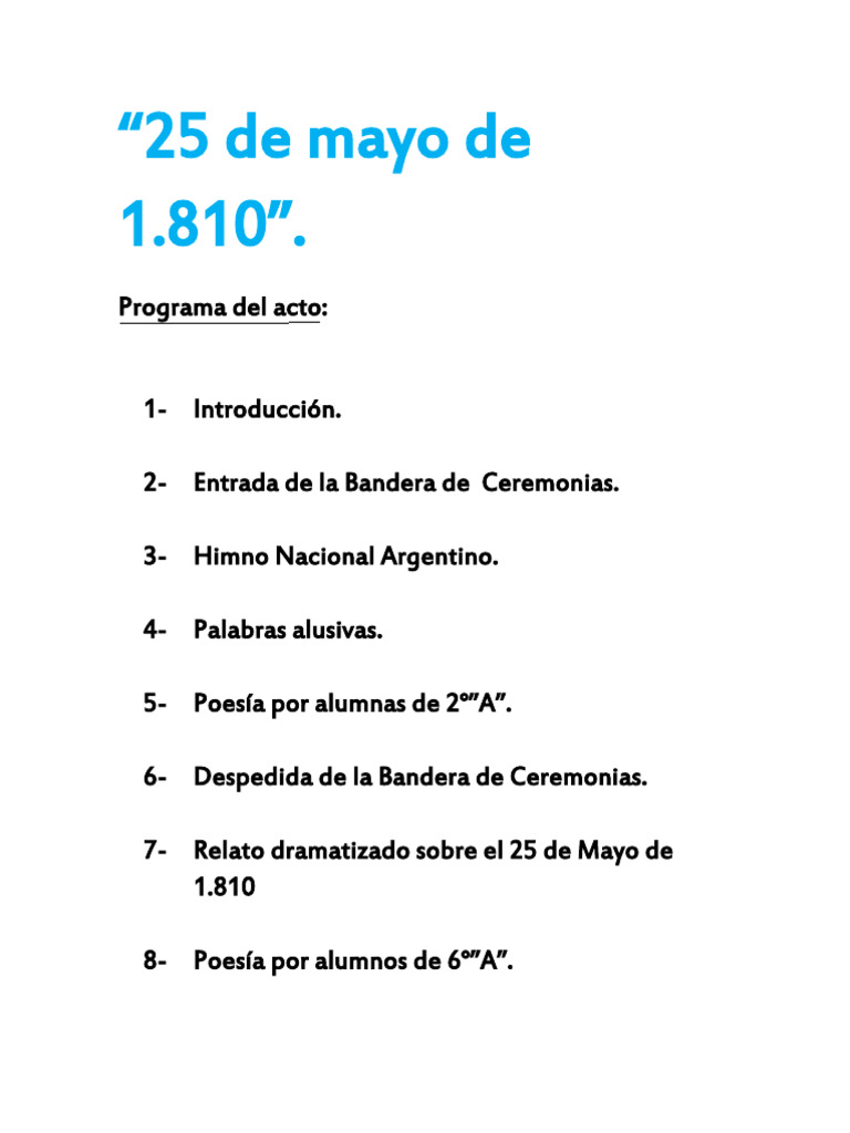Acto Escolar por el 25 de Mayo | PDF | Himnos