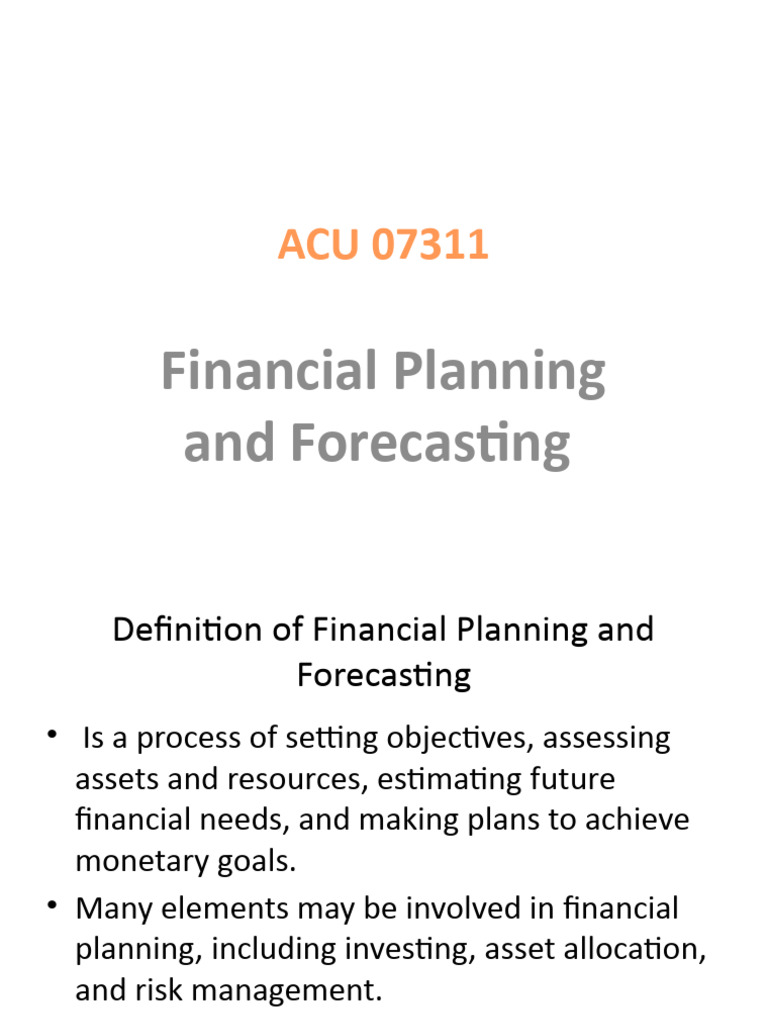 Financial Planning and Forecasting Guide | PDF | Budget | Financial Plan