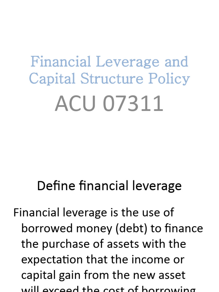 Financial Leverage And Capital Structure Policy1 Pdf Capital