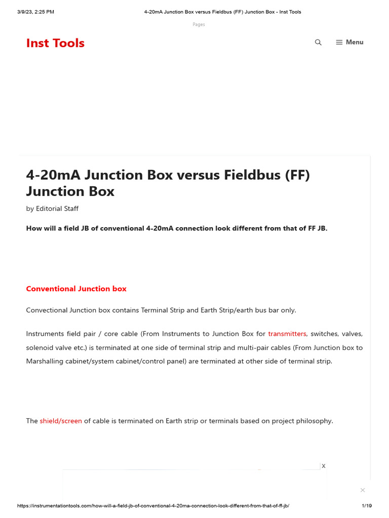 03.420mA Junction Box versus Fieldbus (FF) Junction Box Inst Tools PDF Instrumentation