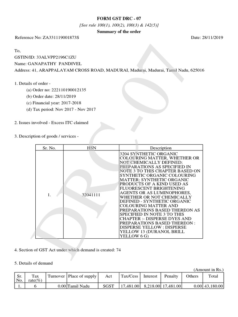 GST Demand Notice Summary | PDF | Government | Public Finance