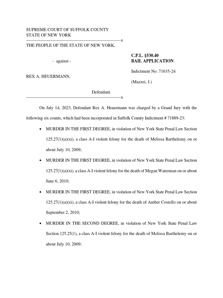 Rex heuermann superseding bail application from june 6 2024 download