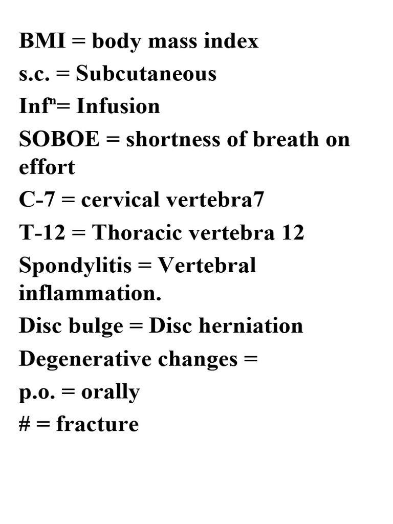 Medical Abbreviations and Definitions Guide | PDF