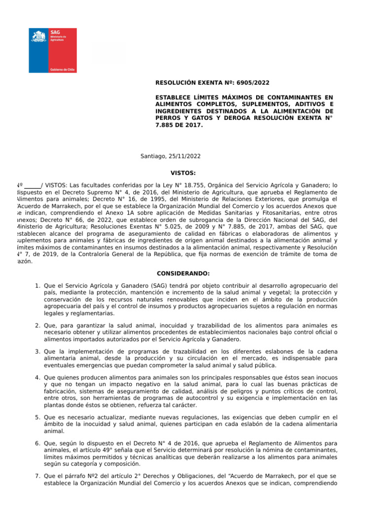 Límites de Contaminantes en Alimentos para Mascotas | PDF | Alimentos ...