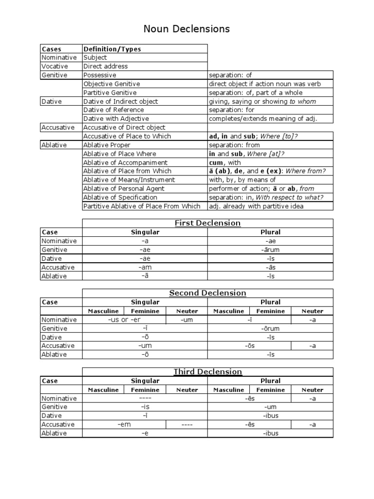 Latin Noun Declensions Guide | PDF | Language Arts & Discipline
