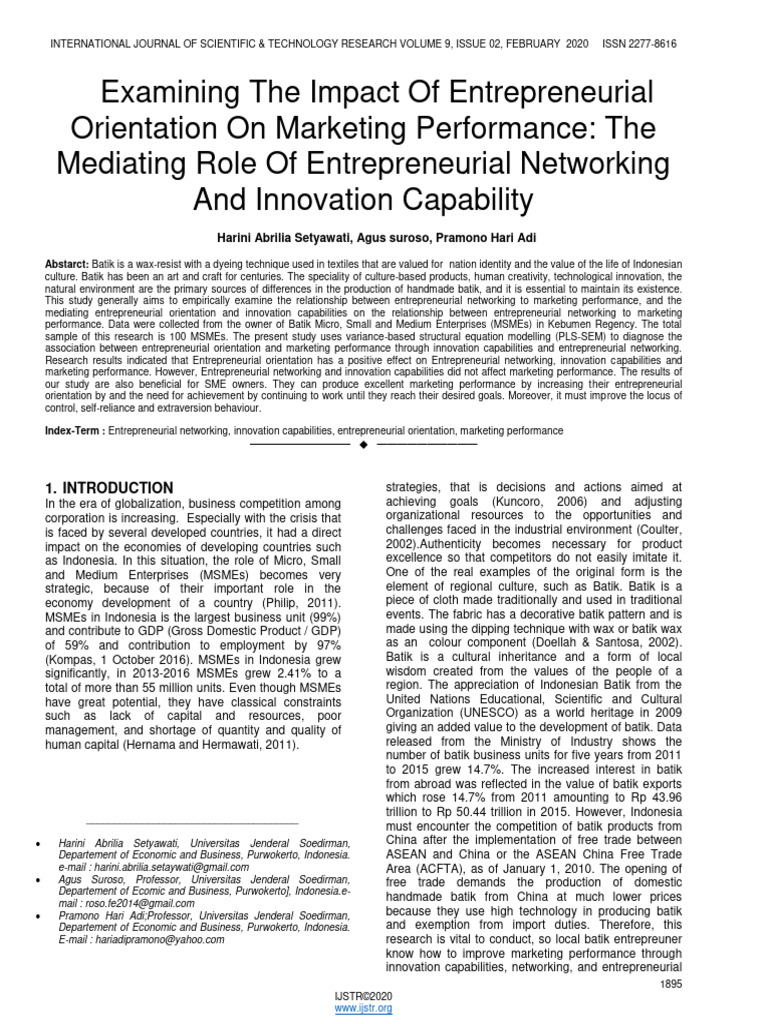 Examining The Impact of Entrepreneurial | PDF | Entrepreneurship ...