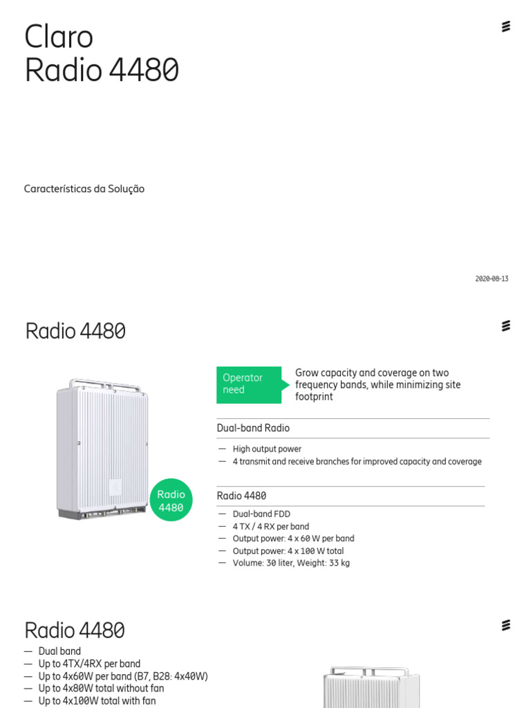 Especificações do Radio 4480 Ericsson | PDF | LTE (telecomunicação