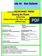 Transdisciplinary Theme Sharing The Planet: Grade K1 Unit Bulletin