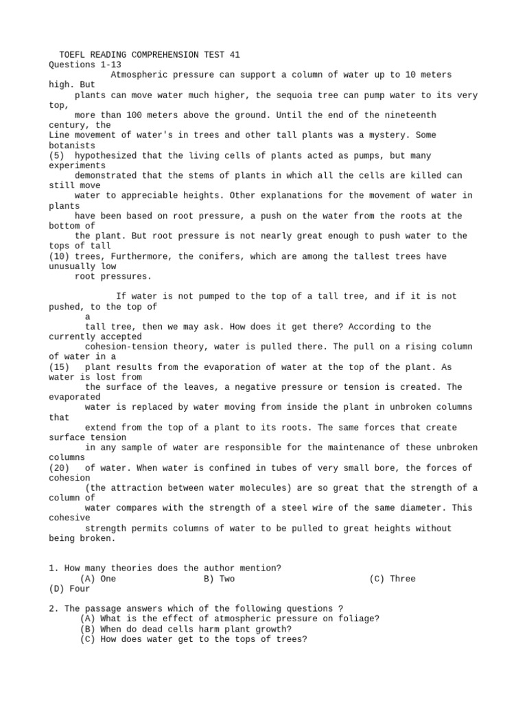 123doc toefl reading comprehension test 41 download free pdf piano