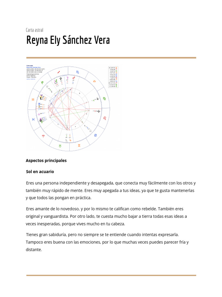Carta Astral: Acuario en Sol, Luna y Ascendente | PDF | Amor | Verdad