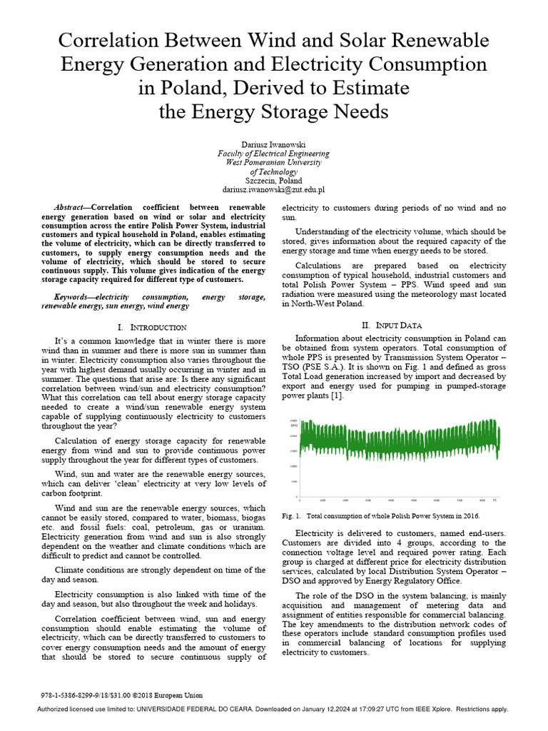 Wind and Solar Energy Correlation in Poland | PDF | Wind Power ...