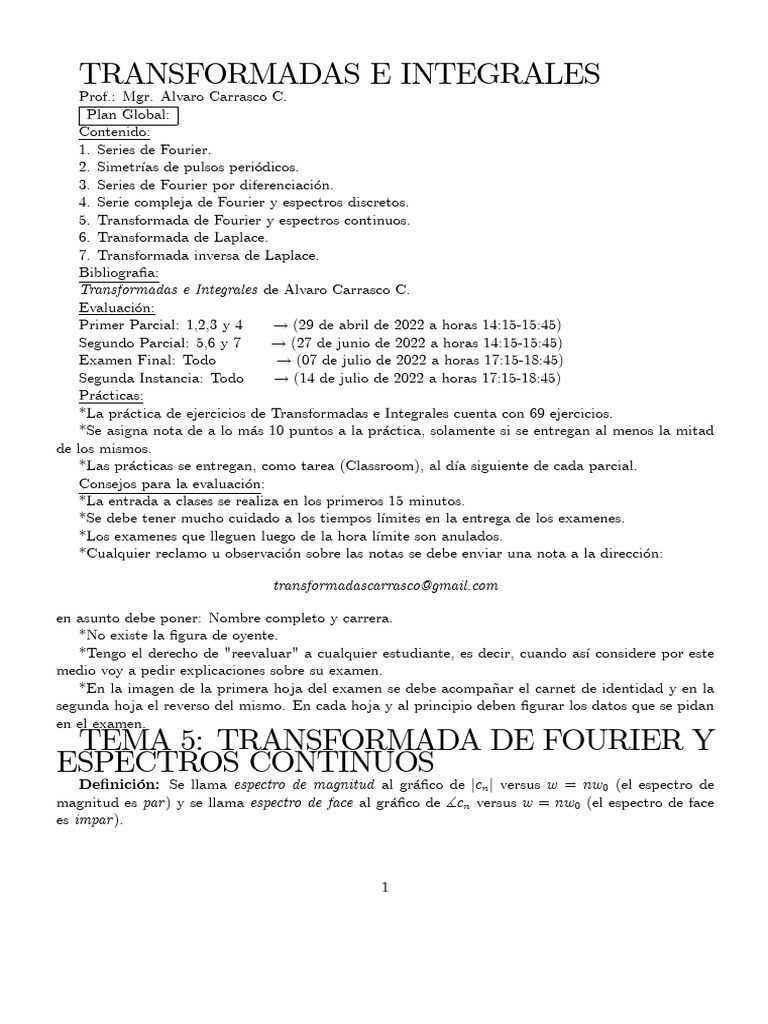 Transformadas e Integrales: Fourier y Laplace | PDF | Cálculo | Álgebra