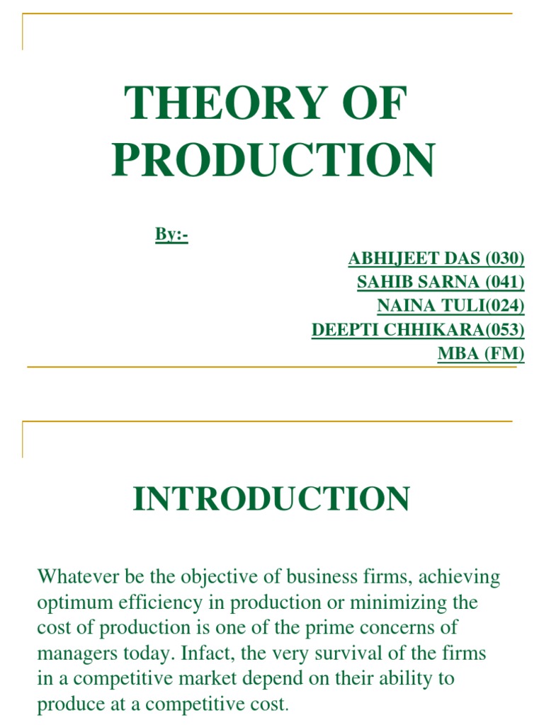 Theory of Production | PDF | Production Function | Long Run And Short Run