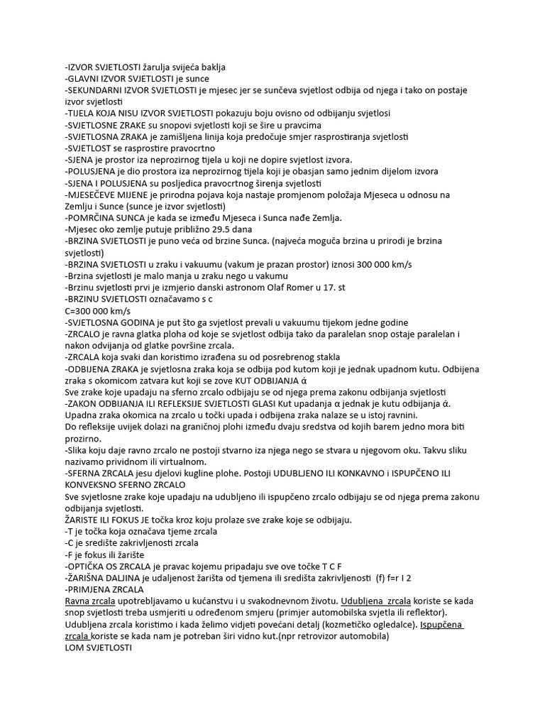FIZIKA IZVOR SVJETLOSTI | PDF