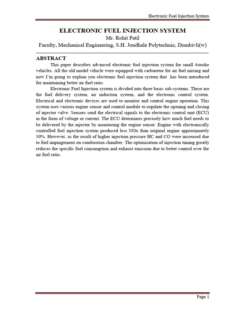 Advanced EFI System for 4-Stroke Vehicles | PDF | Fuel Injection | Throttle