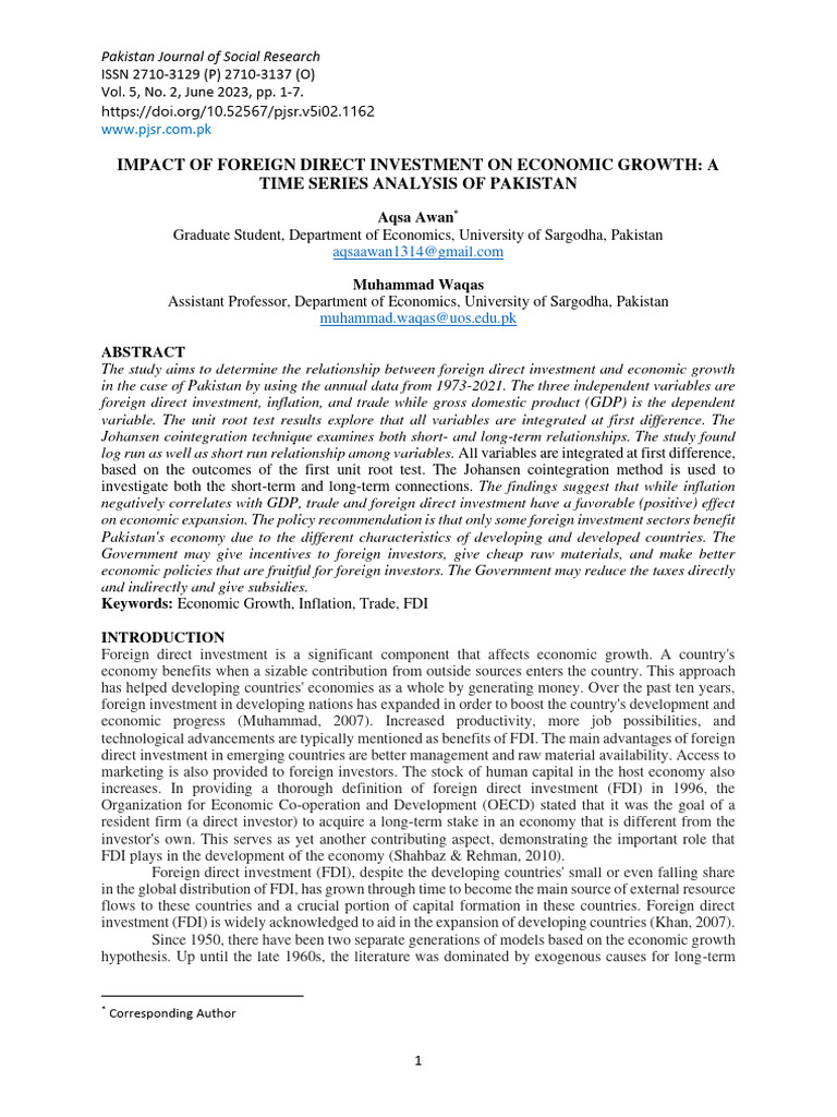 Impact of Foreign Direct Investment On Economic GR | PDF | Foreign ...