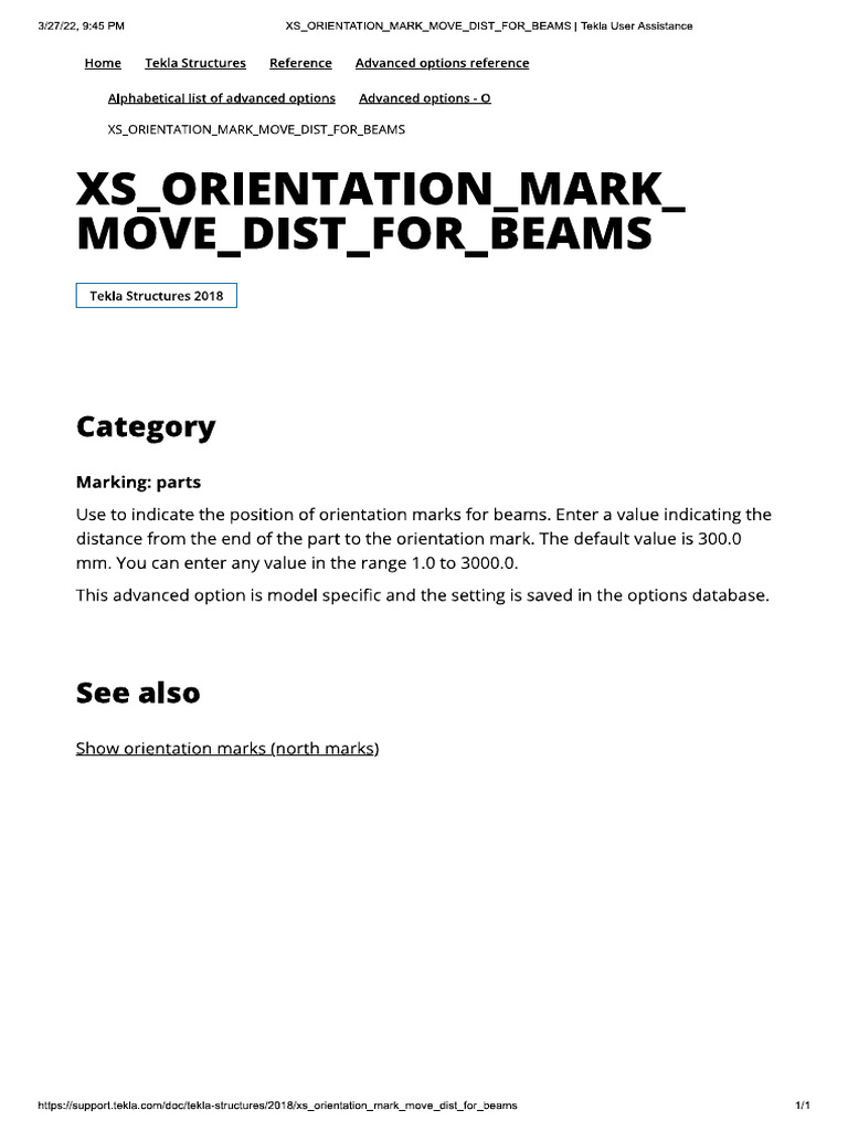 Xs Orientation Mark Move Dist For Beams Tekla User Assistance | PDF