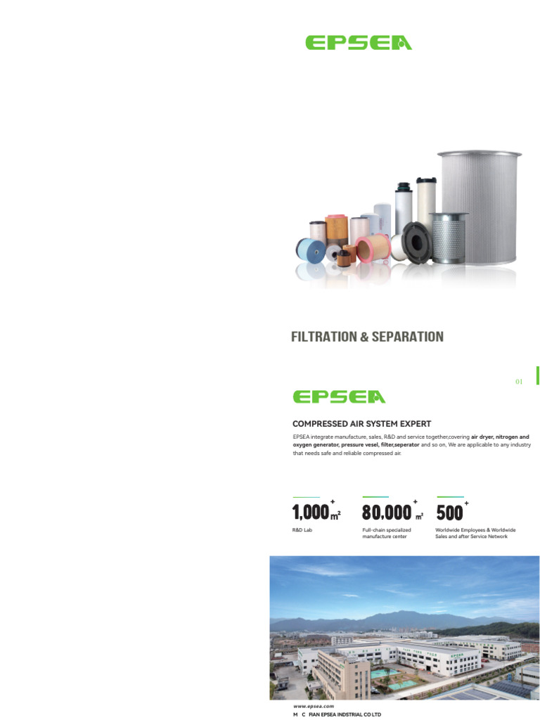 EPSEA Compressed Air Filtration Solutions | PDF | Filtration | Fiberglass