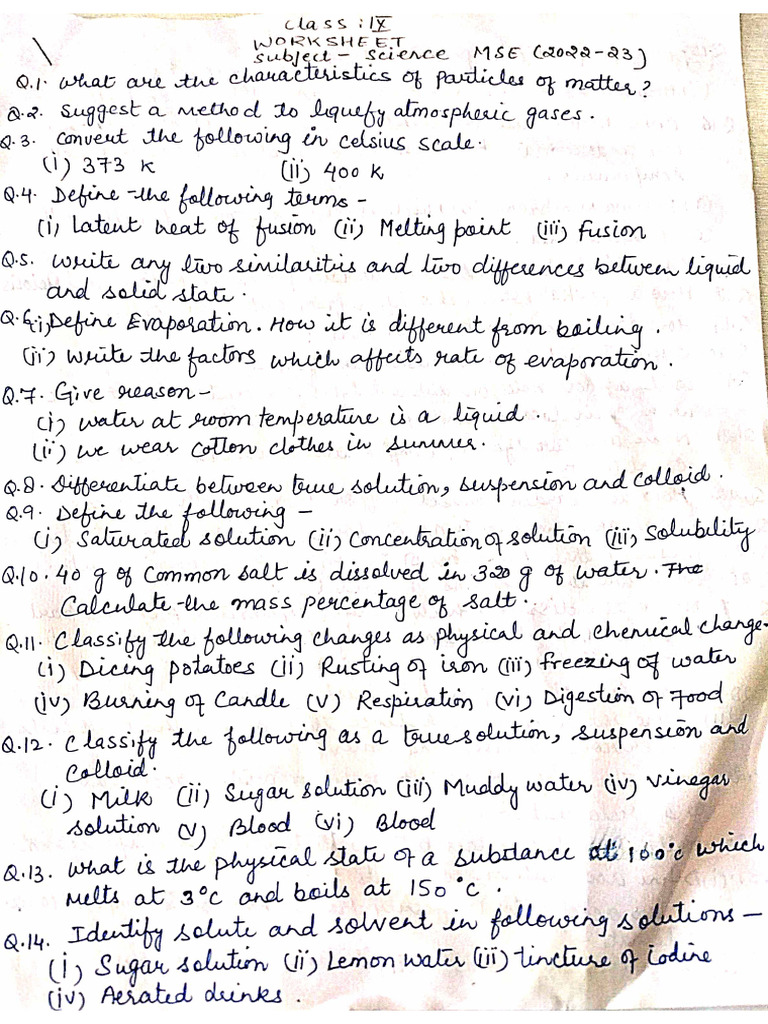 Science Mse Worksheet | PDF
