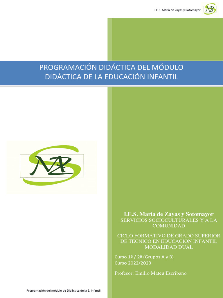 Didáctica Infantil: Programa 2022/23 | PDF | Plan de estudios ...