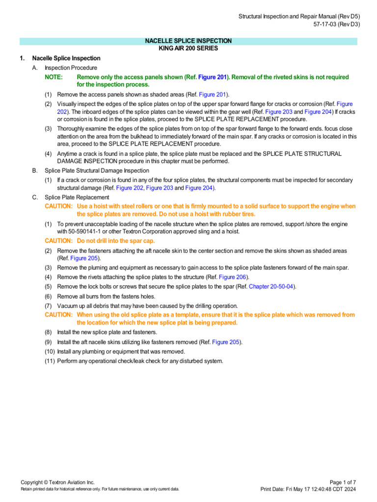 Sirm 57-17-03 - Nacelle Splice Inspection King Air 200 Series | PDF